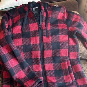 Urban Outfitters Kids Checkered Hoodie in Red and Black